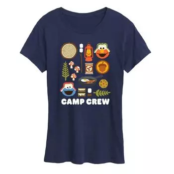 Женская футболка с принтом Sesame Street Camp Crew Licensed Character, синий