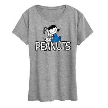 Женская футболка с принтом Snoopy и Lucy из Peanuts Licensed Character, серый