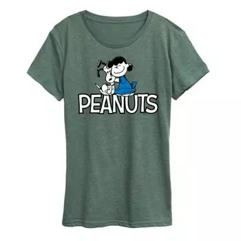 Женская футболка с принтом Snoopy и Lucy из Peanuts Licensed Character, зеленый