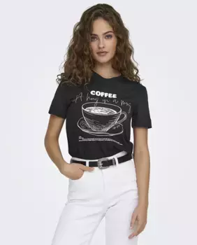 Женская футболка с принтом спереди Only, черный