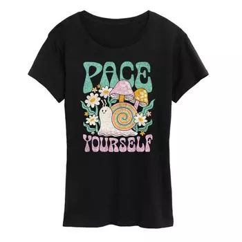 Женская футболка с принтом улитки «Pace yourself» Licensed Character, черный