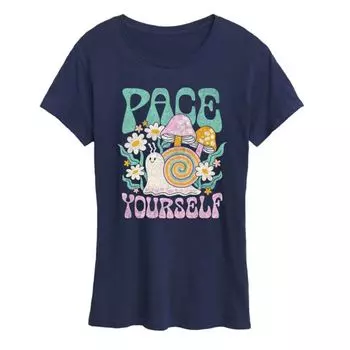Женская футболка с принтом улитки «Pace yourself» Licensed Character, синий