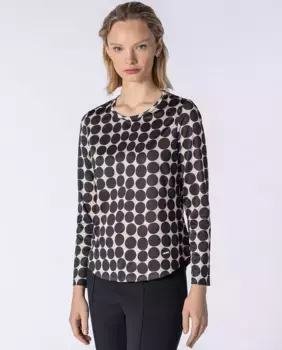 Женская футболка с принтом в горошек и длинными рукавами Naulover, черный