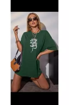 Женская футболка с принтом «Зеленый дракон» MOONBULL