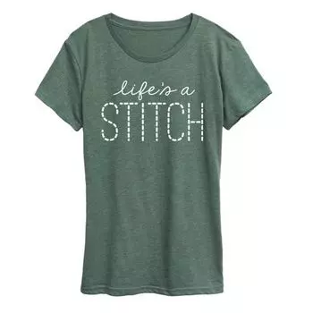 Женская футболка с принтом "Жизнь — это веселье" Life's a Stitch Licensed Character, зеленый