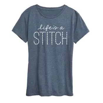 Женская футболка с принтом "Жизнь — это веселье" Life's a Stitch Licensed Character, синий