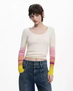 Женская футболка с принтованными рукавами Desigual, белый