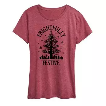 Женская футболка с пугающе праздничным графическим принтом «Кошмар перед Рождеством» Disney, красный