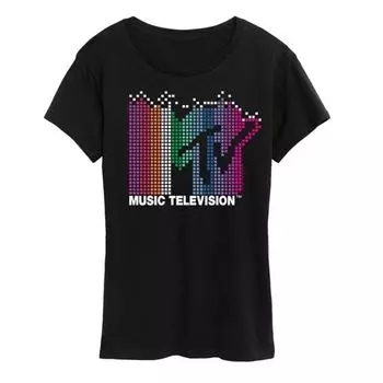 Женская футболка с радужным принтом MTV Licensed Character, черный
