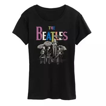 Женская футболка с радужным рисунком The Beatles Umbrella Licensed Character, черный