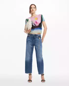 Женская футболка с размытым пейзажем Desigual, зеленый