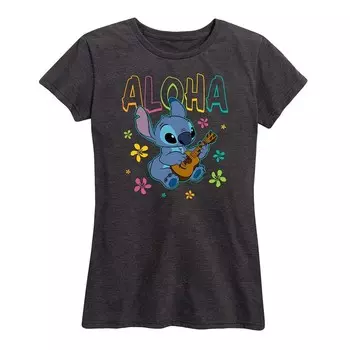 Женская футболка с рисунком Aloha Stitch Disney's Lilo & Stitch, цвет Heather Charcoal