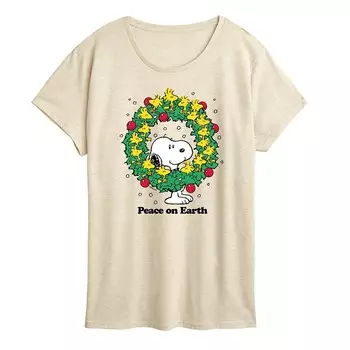 Женская футболка с рисунком «Арахис» Peace On Earth Licensed Character, бежевый