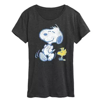 Женская футболка с рисунком арахиса и пастельных тонов Licensed Character, цвет Heather Charcoal