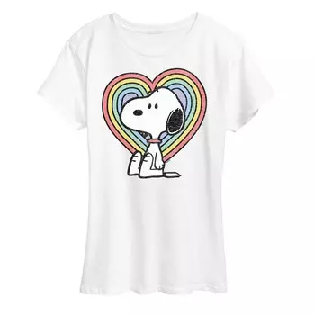 Женская футболка с рисунком арахиса Snoopy в пастельных тонах и сердечками Licensed Character, белый