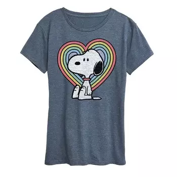 Женская футболка с рисунком арахиса Snoopy в пастельных тонах и сердечками Licensed Character, цвет Heather Blue