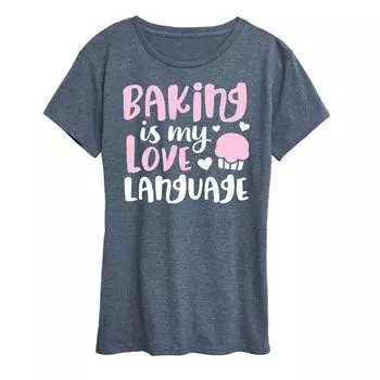 Женская футболка с рисунком Baking Is My Love Language Licensed Character, цвет Heather Blue