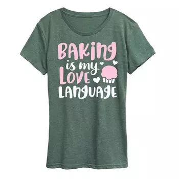 Женская футболка с рисунком Baking Is My Love Language Licensed Character, цвет Heather Green