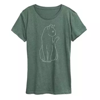 Женская футболка с рисунком белого кота Licensed Character, цвет Heather Green