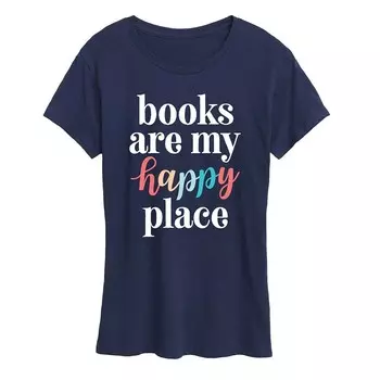 Женская футболка с рисунком Books Are My Happy Place Licensed Character, темно-синий