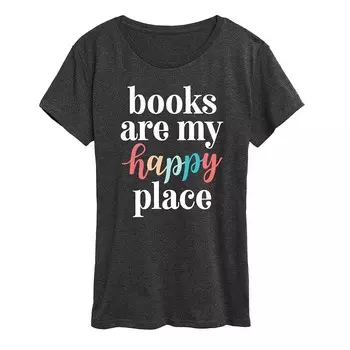 Женская футболка с рисунком Books Are My Happy Place Licensed Character, цвет Heather Charcoal
