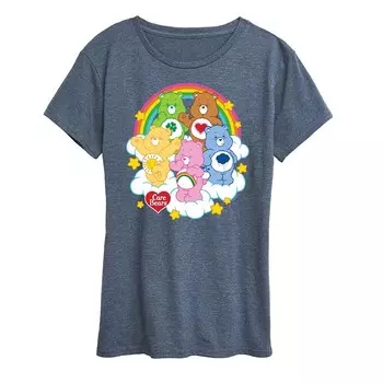 Женская футболка с рисунком Care Bears Group On Clouds Licensed Character, синий