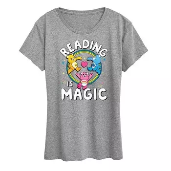 Женская футболка с рисунком Care Bears Reading Is Magic Licensed Character, цвет Heather Gray