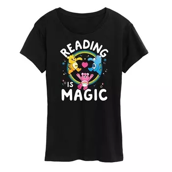 Женская футболка с рисунком Care Bears Reading Is Magic Licensed Character, черный