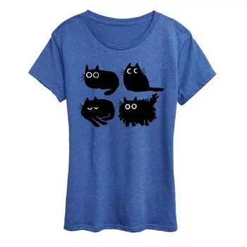 Женская футболка с рисунком черных котов Licensed Character, цвет Heather Royal Blue