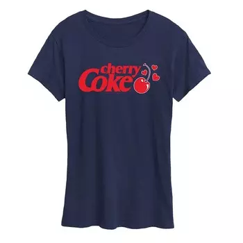 Женская футболка с рисунком Cherry Coke Heart Cherry Licensed Character, темно-синий