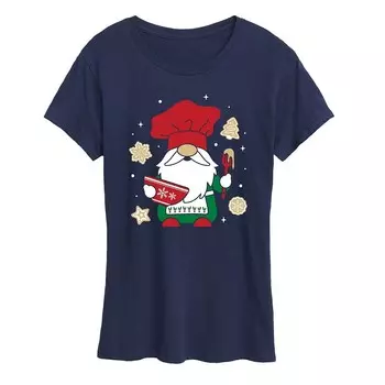 Женская футболка с рисунком Christmas Baking Gnome Licensed Character, темно-синий