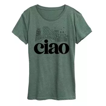Женская футболка с рисунком Ciao Italy Landmarks Licensed Character, цвет Heather Green