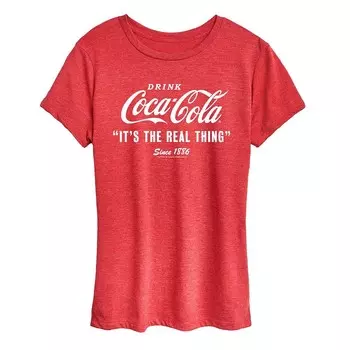 Женская футболка с рисунком Coca-Cola It's The Real Thing Licensed Character, цвет Heather Red