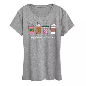 Женская футболка с рисунком Coffee Is Love Licensed Character, цвет Heather Gray