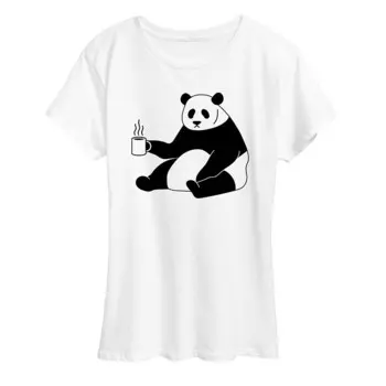 Женская футболка с рисунком Coffee Panda Licensed Character, белый