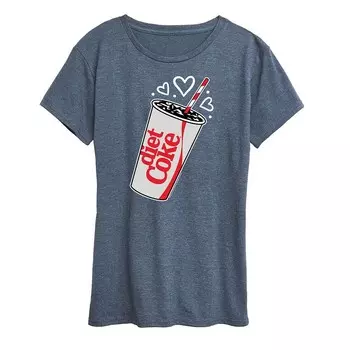 Женская футболка с рисунком «Coke Heart Bubbles» Licensed Character, цвет Heather Blue
