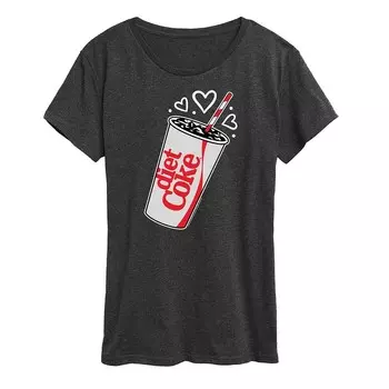 Женская футболка с рисунком «Coke Heart Bubbles» Licensed Character, цвет Heather Charcoal