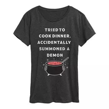 Женская футболка с рисунком Cook Summon Demon Licensed Character, цвет Charcoal Gray