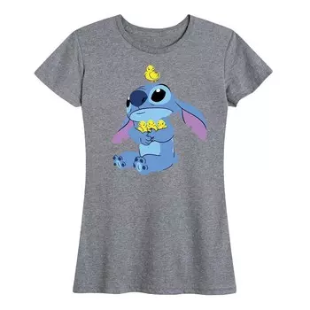 Женская футболка с рисунком цыплят Disney's Lilo & Stitch, цвет Heather Gray