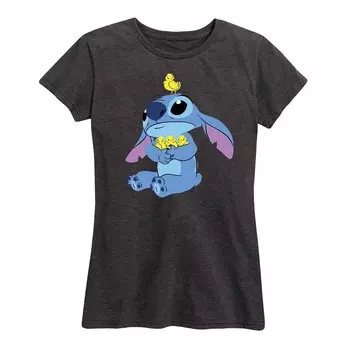 Женская футболка с рисунком цыплят Disney's Lilo & Stitch, цвет Heather Charcoal