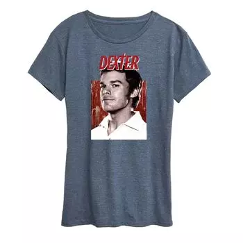 Женская футболка с рисунком Dexter Portrait Licensed Character, светло-синий