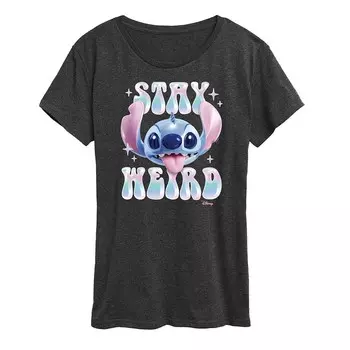 Женская футболка с рисунком Disney's Lilo & Stitch Stay Weird, цвет Heather Charcoal