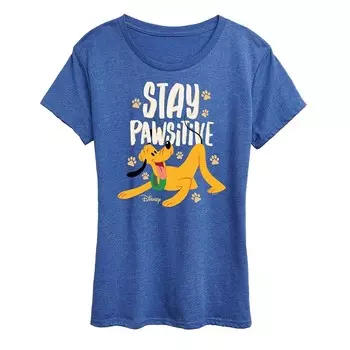 Женская футболка с рисунком Disney's Pluto Stay Pawsitive, цвет Heather Royal Blue