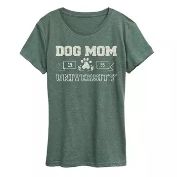 Женская футболка с рисунком Dog Mom University Licensed Character, цвет Heather Green