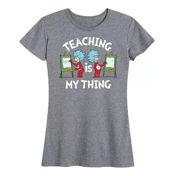 Женская футболка с рисунком «Доктор Сьюз» Teaching Is My Thing Licensed Character, цвет Heather Gray