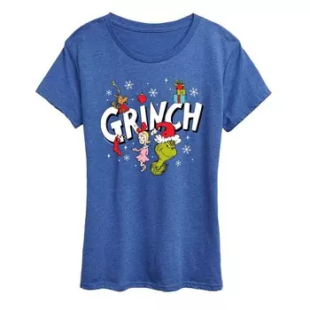 Женская футболка с рисунком Dr. Seuss Grinch Group Licensed Character, цвет Heather Royal Blue