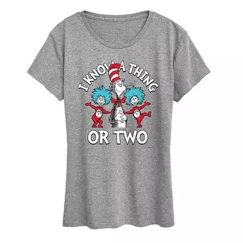 Женская футболка с рисунком Dr. Seuss I Know A Thing Or Two Licensed Character, цвет Heather Gray