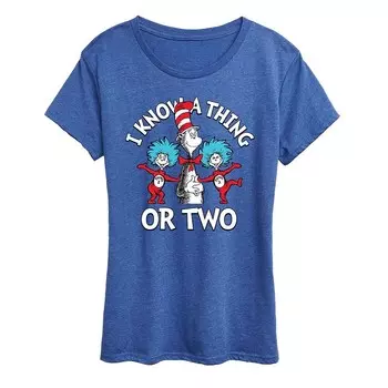 Женская футболка с рисунком Dr. Seuss I Know A Thing Or Two Licensed Character, цвет Heather Royal Blue
