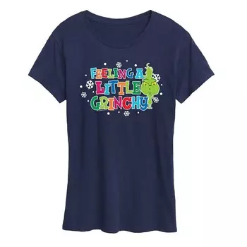 Женская футболка с рисунком Dr. Seuss Little Grinch A Little Grinchy Licensed Character, темно-синий