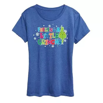 Женская футболка с рисунком Dr. Seuss Little Grinch A Little Grinchy Licensed Character, цвет Heather Blue